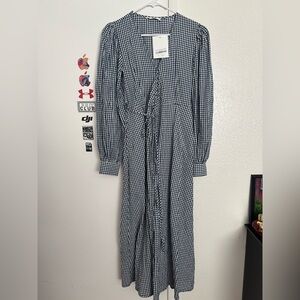 Gray Long Sleeve wrap dress with Bishop Sleeves